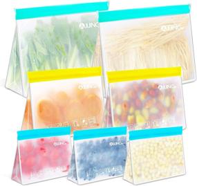 img 4 attached to AJIJING Reusable Food Storage Bags: Stand Up Reusable Gallon Bags for Snacks & Lunch - 7 Pack Set: 2 L + 2 M + 3 S, PEVA Freezer Bags for Kids, Men & Women