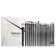 🖌️ tenmon 20-piece eye brush set: eyeshadow, eyeliner, blending, crease kit for makeup - brushes for foundation, eyebrow, blush, concealer (black) logo