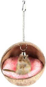 img 3 attached to 🥥 POPETPOP Coconut Shell Bird House and Hamster Coconut Hideaway with Coco Nest and Soft Mat - Ideal for Hamsters, Rats, and Birds - Random Color