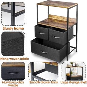 img 1 attached to 🛏️ Industrial Rustic Tall Nightstands with 3 Drawers – Bedroom Furniture, End Tables with Storage Shelf Dresser for Bedrooms, Closet, Hallway, Hotel, Office