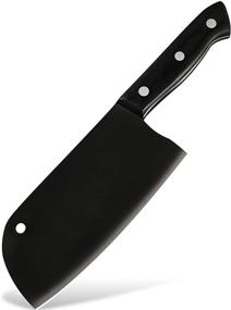 img 3 attached to 🔪 Превосходный нож Santoku Premium XYJ из нержавеющей стали 3CR13: 7-дюймовый мясной и овощной нож - Сербский шеф-повар с полным клинком и защитными колпаками. Исключительный кухонный колун с чехлами для ножей!