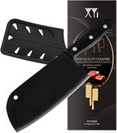 🔪 превосходный нож santoku premium xyj из нержавеющей стали 3cr13: 7-дюймовый мясной и овощной нож - сербский шеф-повар с полным клинком и защитными колпаками. исключительный кухонный колун с чехлами для ножей! логотип