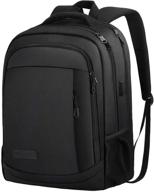 🎒 innovative monsdle travel laptop backpack: secure, water resistant, usb charging port | ideal for college students fits 15.6 inch laptop (black) logo