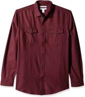 burgundy men's clothing and shirts: amazon essentials regular fit long sleeve collection logo