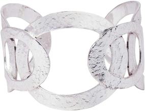 img 3 attached to 💫 Exquisite Richera Silver Platted Brass Bangle: Oval Hammered Metal Design