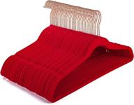 👗 pretigo premium velvet hangers 50 pack - non-slip ultra thin space saving clothes hangers for coats, jackets, pants, dresses - red логотип