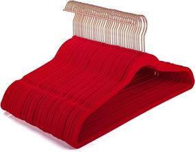 img 4 attached to 👗 PRETIGO Premium Velvet Hangers 50 Pack - Non-Slip Ultra Thin Space Saving Clothes Hangers for Coats, Jackets, Pants, Dresses - Red