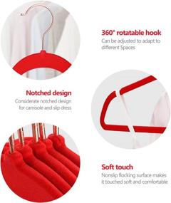 img 3 attached to 👗 PRETIGO Premium Velvet Hangers 50 Pack - Non-Slip Ultra Thin Space Saving Clothes Hangers for Coats, Jackets, Pants, Dresses - Red