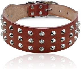 img 4 attached to Genuine Leather Studded Rivet Dog Collar by PET ARTIST - Heavy Duty Pet Collars for Enhanced SEO