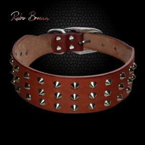 img 3 attached to Genuine Leather Studded Rivet Dog Collar by PET ARTIST - Heavy Duty Pet Collars for Enhanced SEO