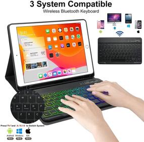 img 1 attached to 🔌 10.2-inch iPad Keyboard Case (2021)/8th Gen/7th Gen, 7 Colors Backlit Detachable Keyboard Case for iPad 10.2"/iPad Air 3 10.5" (3rd Gen)/iPad Pro 10.5" with Pencil Holder - Black