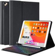 🔌 10.2-inch ipad keyboard case (2021)/8th gen/7th gen, 7 colors backlit detachable keyboard case for ipad 10.2"/ipad air 3 10.5" (3rd gen)/ipad pro 10.5" with pencil holder - black logo