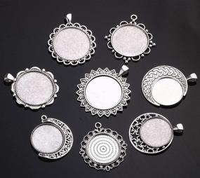 img 1 attached to 16 Pieces of Mixed Antique Silver Round Blank Bezel Pendant Trays Bases for Cabochon Settings in Jewelry Making