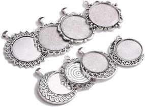 img 2 attached to 16 Pieces of Mixed Antique Silver Round Blank Bezel Pendant Trays Bases for Cabochon Settings in Jewelry Making