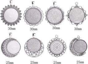 img 3 attached to 16 Pieces of Mixed Antique Silver Round Blank Bezel Pendant Trays Bases for Cabochon Settings in Jewelry Making