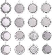 16 pieces of mixed antique silver round blank bezel pendant trays bases for cabochon settings in jewelry making logo