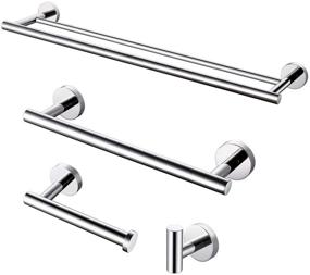img 4 attached to 🛁 Kenivix 4-Piece Bathroom Hardware Set: Double Towel Bar, Toilet Paper Holder, Robe Hook and Hand Towel Bar - Stainless Steel Wall Mount Accessories Set, Polished Steel