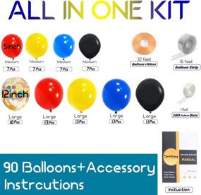 img 1 attached to 🎈 Superhero Theme Balloon Arch Garland Kit: Vibrant Blue Red Yellow Black Balloons with Confetti - 90 Pack - Perfect for Birthday, Baby Shower, and Kids Party Decorations!