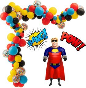 img 3 attached to 🎈 Superhero Theme Balloon Arch Garland Kit: Vibrant Blue Red Yellow Black Balloons with Confetti - 90 Pack - Perfect for Birthday, Baby Shower, and Kids Party Decorations!