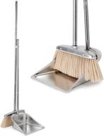 🧹 efficient floor cleaning solution: voowo broom and dustpan set with long handle and stainless steel combo for home - perfect for sweeping dog hair logo