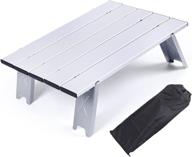 portable mini folding beach picnic table: ultralight aluminum outdoor bbq camping table with carry bag – ideal for travel & hiking (silver) логотип