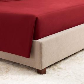 img 2 attached to 🛏️ Empyrean Bedding Premium King Flat Sheet, 110 GSM Double Brushed Microfiber Flat Bed Sheet, Burgundy Red - Shrink & Fade Free Top Sheet