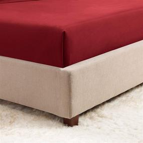 img 1 attached to 🛏️ Empyrean Bedding Premium King Flat Sheet, 110 GSM Double Brushed Microfiber Flat Bed Sheet, Burgundy Red - Shrink & Fade Free Top Sheet
