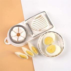 img 2 attached to Egg Slicer for Hard Boiled Eggs - Multipurpose Cutter, Stainless Steel Wire with 2 Slicing Styles - Ideal for Food, Vegetables, Fruits, Strawberries, Mushrooms & Kiwis (Pure White)