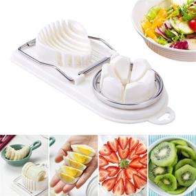 img 3 attached to Egg Slicer for Hard Boiled Eggs - Multipurpose Cutter, Stainless Steel Wire with 2 Slicing Styles - Ideal for Food, Vegetables, Fruits, Strawberries, Mushrooms & Kiwis (Pure White)