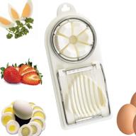 egg slicer for hard boiled eggs - multipurpose cutter, stainless steel wire with 2 slicing styles - ideal for food, vegetables, fruits, strawberries, mushrooms & kiwis (pure white) logo