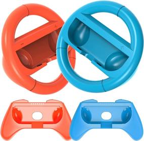 img 4 attached to 🎮 HEYSTOP Nintendo Switch & 2021 OLED Model Joy-Con Grip Kit with Racing Switch Steering Wheel – Ultimate Comfort for Mario Kart 8 Deluxe! (Red & Blue)