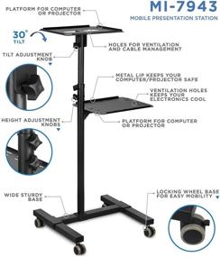img 2 attached to 📽️ Mobile Projector and Laptop Stand with 2 Shelves, Rolling Cart featuring Ventilated Tray, Height Adjustable Presentation Trolley for Heavy Duty Use, Black