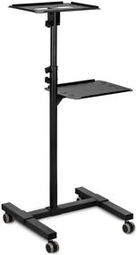 img 4 attached to 📽️ Mobile Projector and Laptop Stand with 2 Shelves, Rolling Cart featuring Ventilated Tray, Height Adjustable Presentation Trolley for Heavy Duty Use, Black