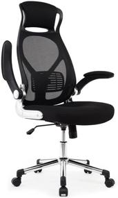 img 4 attached to 🪑 IWMH Ergonomic Office Chair with High Back Mesh, Adjustable Lumbar Support, Flip-Up Arms, and Headrest - Executive Swivel Desk Chair in Black