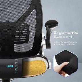 img 1 attached to 🪑 IWMH Ergonomic Office Chair with High Back Mesh, Adjustable Lumbar Support, Flip-Up Arms, and Headrest - Executive Swivel Desk Chair in Black