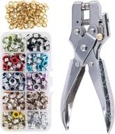300 sets 1/5 inch multi-color metal eyelets grommets kit | includes hole punch plier, 100pcs extra gold eyelets | perfect for leather, canvas, fabrics clothing, shoes, belts, bags, crafts | 11 colors logo
