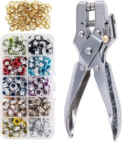 img 4 attached to 300 Sets 1/5 inch Multi-Color Metal Eyelets Grommets Kit | Includes Hole Punch Plier, 100pcs Extra Gold Eyelets | Perfect for Leather, Canvas, Fabrics Clothing, Shoes, Belts, Bags, Crafts | 11 Colors