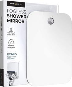 img 4 attached to 🪞 HONEYBULL Fogless Shower Mirror with Razor Holder - Large 8x10in Flat Anti-Fog Mirror for Shaving in the Shower & Bathroom Accessories