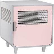 🐾 staart wooden indoor pet crate/kennel and end table console décor furniture- small 19' x 22' x 22'- chablis pink: stylish and functional pet crate and end table combo in chablis pink логотип