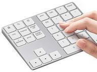 aluminum rechargeable bluetooth number pad - lekvey slim 34-keys wireless numeric keypad for laptop, macbook, macbook air/pro, imac, windows, surface pro - silver logo
