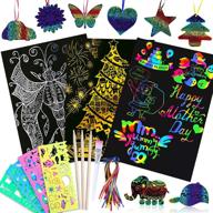 🎨 max fun 88pcs scratch art set - rainbow, gold, silver magic scratch off art paper for kids - sketch pad diy craft logo