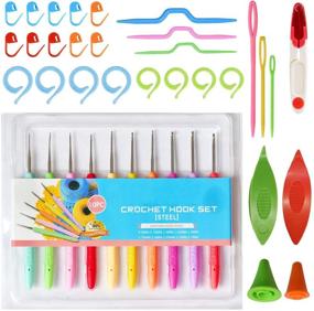 img 3 attached to 🧶 Complete Crochet Thread Craft Yarn Set: 16 Vibrant Colors + Crochet Hooks, Needles, Stitch Markers - Perfect Starter Kit