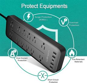 img 2 attached to 🔌 WILLNORN 12-Outlet Power Strip Surge Protector (4360 Joules) with Fast Charging USB A & Type-C Ports, Wall Mountable, 1875W/15A, 6 Feet, ETL Listed (Black)