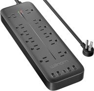 🔌 willnorn 12-outlet power strip surge protector (4360 joules) with fast charging usb a & type-c ports, wall mountable, 1875w/15a, 6 feet, etl listed (black) logo