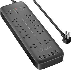 img 4 attached to 🔌 WILLNORN 12-Outlet Power Strip Surge Protector (4360 Joules) with Fast Charging USB A & Type-C Ports, Wall Mountable, 1875W/15A, 6 Feet, ETL Listed (Black)