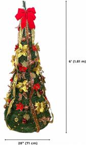 img 3 attached to Mary Maxim Pre Lit Fibre Optic Pop Up Christmas Tree with Lights - Artificial Indoor Xmas Decorations - Pre Decorated and Ready to Go - Quick & Easy Set Up in Minutes (6 FT)