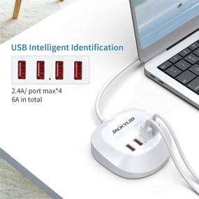 img 3 attached to 🔌 JACKYLED 4-портовая зарядная станция USB с умным IC - идеально подходит для нескольких устройств, iPhone, iPad - Дом, Офис, Путешествия - Белая