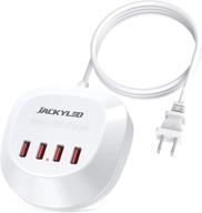 🔌 jackyled 4-портовая зарядная станция usb с умным ic - идеально подходит для нескольких устройств, iphone, ipad - дом, офис, путешествия - белая логотип