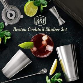 img 3 attached to 🍸 Premium 5 Pc Boston Cocktail Shaker Set: HD Strainer, Japanese Jigger & 500 Recipes - Stainless Steel Margarita & Martini Mixer Kit for Bartenders - Top Quality Barware Tools