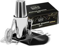 🍸 premium 5 pc boston cocktail shaker set: hd strainer, japanese jigger & 500 recipes - stainless steel margarita & martini mixer kit for bartenders - top quality barware tools logo